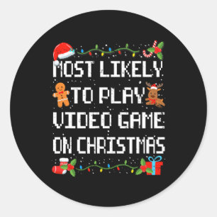 Sticker Rond Probablement Jouer Jeu Vidéo Famille Correspondant