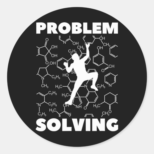 Sticker Rond Problem Solving Climber, Rock Climbing Chemistry,  (Devant)