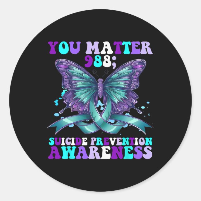 Sticker Rond Problème 988 Prévention du suicide (Devant)