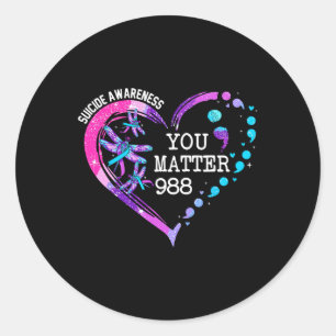 Sticker Rond Problème du coeur 988 Sensibilisation à la prévent