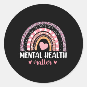 Sticker Rond Problèmes de santé Leopard Coeur rose arc-en-ciel