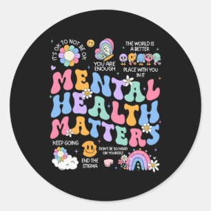 Sticker Rond Problèmes de santé mentale Maladie du cerveau huma