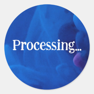Sticker Rond Processing in Blue Background