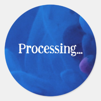 Sticker Rond Processing in Blue Background