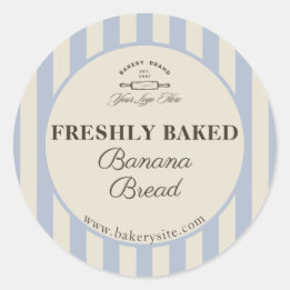 Sticker Rond Produit à logo de boulangerie rayé bleu français v