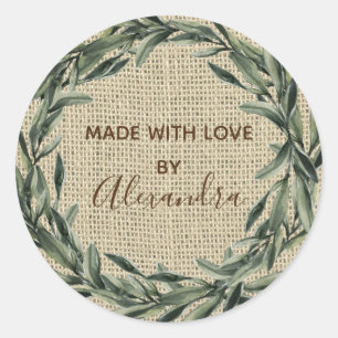 Sticker Rond Produit artisanal Branche Vintage tendance Hessian
