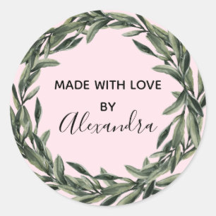 Sticker Rond Produit artisanal Branche Vintage tendance rose