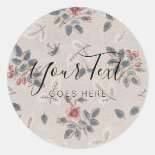 Sticker Rond Produit artisanal Vintage imprimé floral tendance