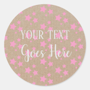 Sticker Rond Produit artisanal Vintage Stars Artisanat Rose