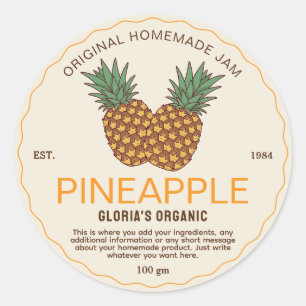 Sticker Rond Produit de confiture vintage d'ananas
