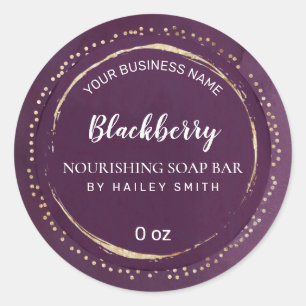 Sticker Rond Produit de la barre de savon violet à huile d'or d