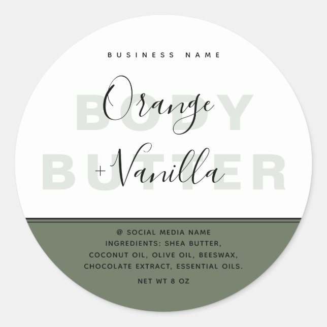 Sticker Rond Produit de typographie de luxe moderne simple (Devant)