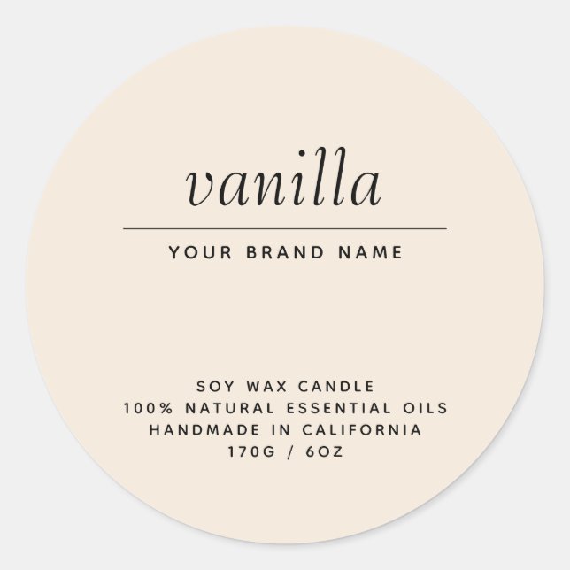 Sticker Rond Produit d'emballage moderne beige bougie (Devant)