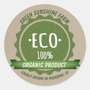 Sticker Rond Produit écologique biologique naturel sur mesure