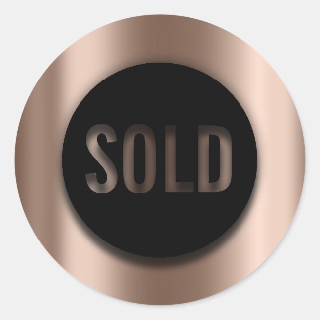Sticker Rond Produit vendu Bronze noir Agent immobilier (Devant)
