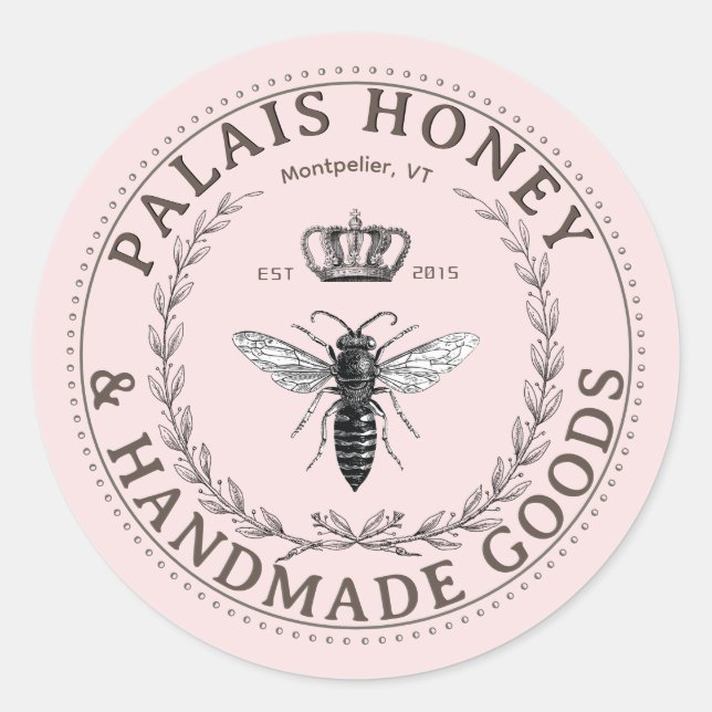 Sticker Rond Produits artisanaux Apiey Honey Queen Wreath Crown (Devant)