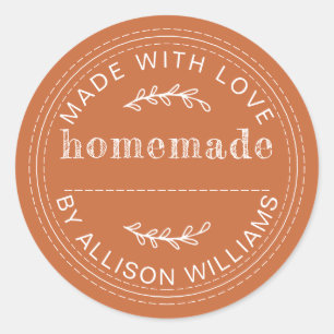 Sticker Rond Produits cuits maison orange brûlé rustique