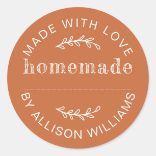 Sticker Rond Produits cuits maison orange brûlé rustique
