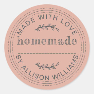 Sticker Rond Produits cuits maison Poussiéreux Rose Rustique