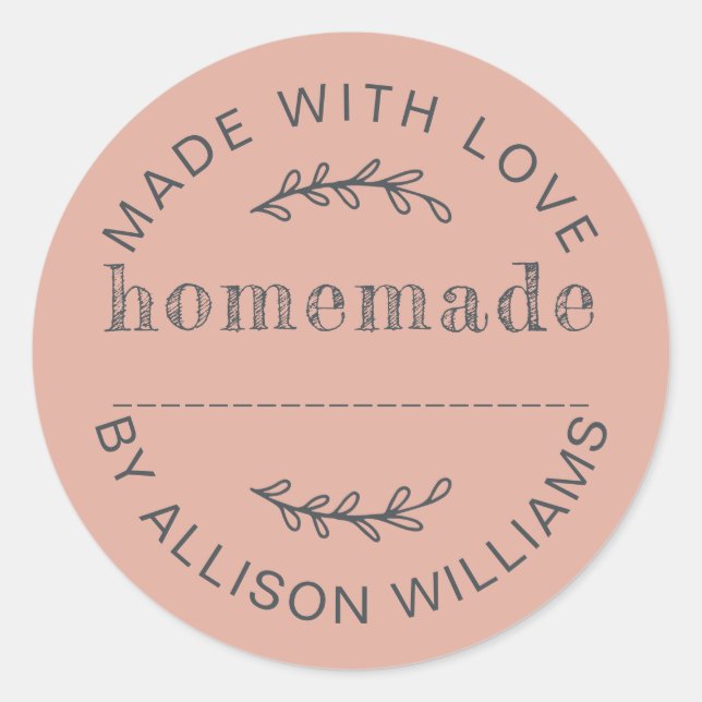 Sticker Rond Produits cuits maison Poussiéreux Rose Rustique (Devant)