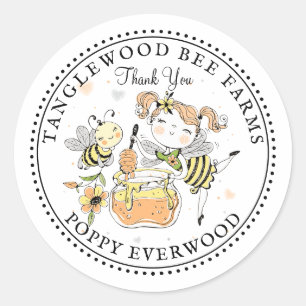 Sticker Rond Produits d'Apiculture de Miel de Abeille Merci