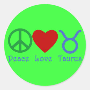 Sticker Rond Produits d'Astrologie de Peace Love Taurus