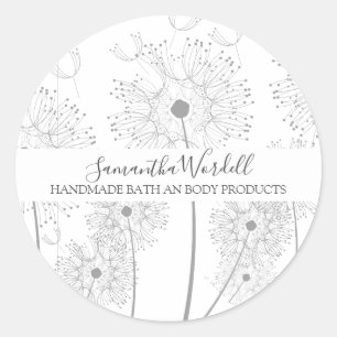 Sticker Rond Produits de beauté de bain faits main Fleur illust