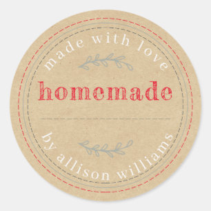 Sticker Rond Produits de Boulangerie Maison Rustiques en Pot de