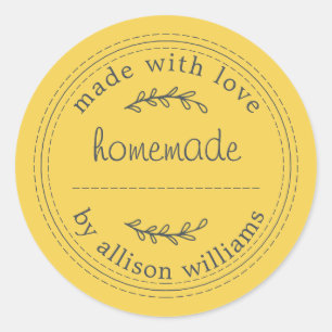 Sticker Rond Produits de boulangerie maison rustiques Jaune vif
