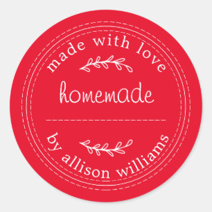 Sticker Rond Produits de boulangerie maison rustiques Pot de co
