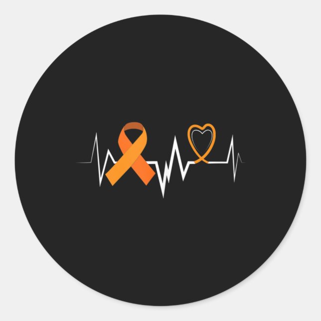 Sticker Rond Produits Heartbeat Leukemia Ribbon Leukemia Award (Devant)