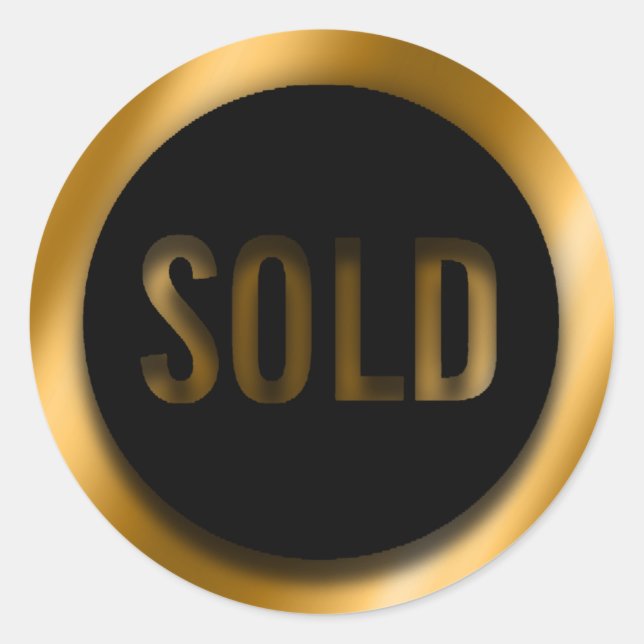 Sticker Rond Produits Vendu Black Gold Luxe Agent immobilier (Devant)
