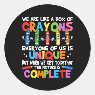 Sticker Rond Prof amusant Nous sommes comme une boîte de crayon