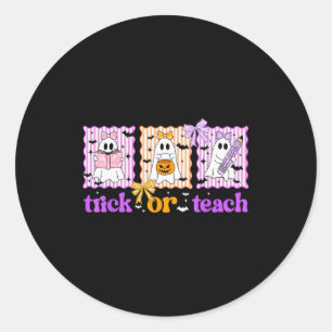 Sticker Rond Prof cool d'Halloween Trick Or Teach fantômes homm