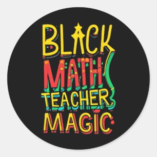 Sticker Rond Prof de maths afro-américain drôle de magie Histoi