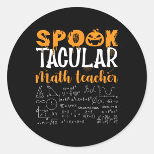 Sticker Rond Prof de maths Amateur de maths effrayant Halloween