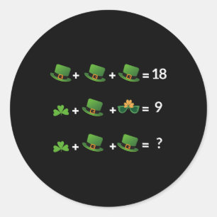Sticker Rond Prof de maths équation drôle St Patrick Teacher