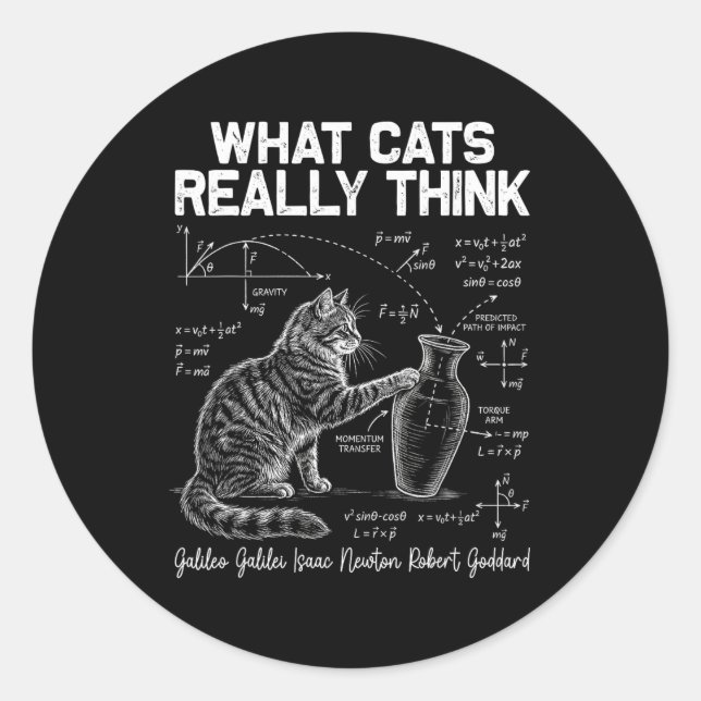 Sticker Rond Prof de physique chat scientifique drôle ce que le (Devant)