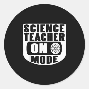 Sticker Rond Prof de science drôle en mode activé avec atome