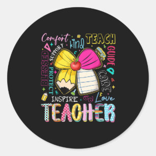Sticker Rond Prof Enseignante Préparée Coquette Arc Enseigner A