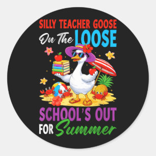 Sticker Rond Prof fou Oie en liberté Dernier jour de
