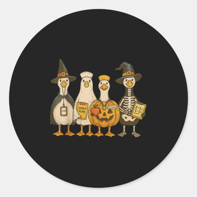 Sticker Rond Prof hilarant Dinde Enseignant Halloween Trick Or  (Devant)