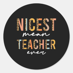 Sticker Rond Prof Jour Enseignant Léopard Bohème Amusant Prof M