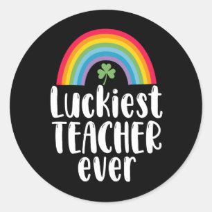 Sticker Rond Prof le plus chanceux jamais École Cadeau St Patri