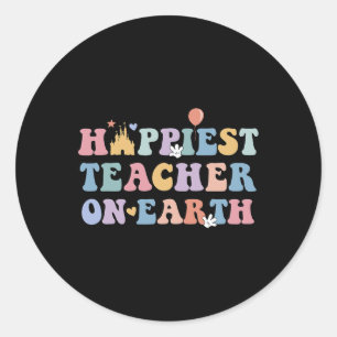 Sticker Rond Prof le plus heureux sur Terre, retour à l'école,
