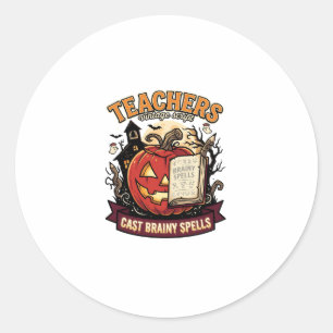 Sticker Rond Prof Magic Cerveau Halloween