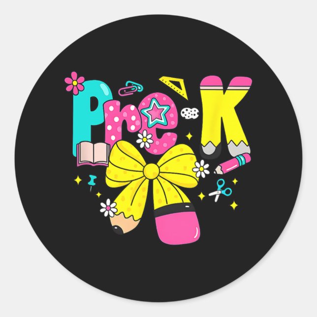 Sticker Rond Prof Pré-maternelle Crayon Arc Préparé Professeur  (Devant)