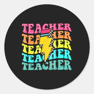 Sticker Rond Professeur à carreaux Éclair Boulon Retour à l'éco