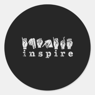 Sticker Rond Professeur ASL Langue des Signes Américaine Sensib
