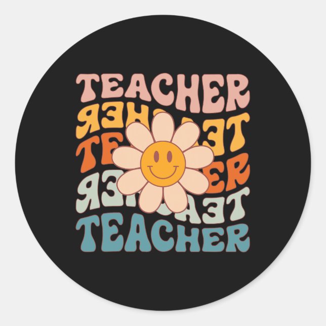 Sticker Rond Professeur Daisy Colorful - Enseignant de l'école  (Devant)